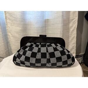 Express black and gray / silver dressy Evening Clutch